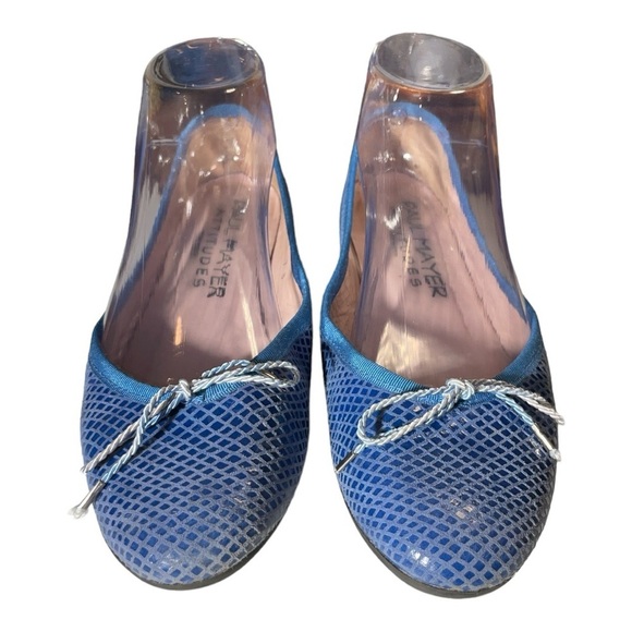 Paul Mayer Ladies Snakeskin Flats in Sky Blue - Picture 4 of 11